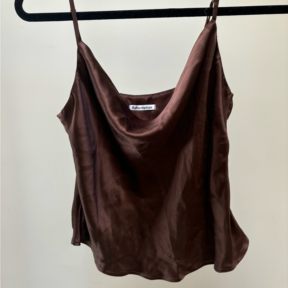 Reformation silk cowl neck top